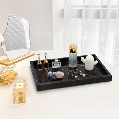 Brown Marble Tray,Pure Natural Vanity Tray,Marble Tray for Kitchen Counter Non-Ceramic/Non-Resin,Stone Trays 12 x 8 inch - color: Brown