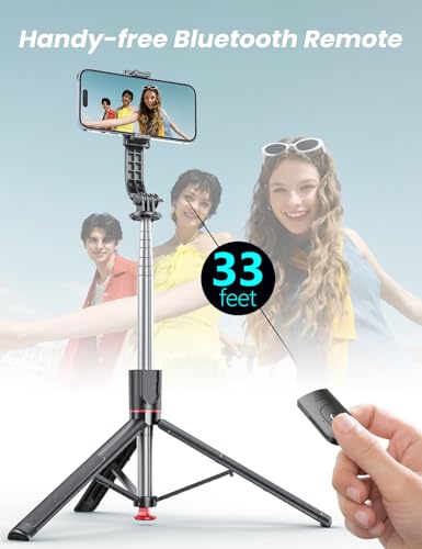 Selfie Stick Tripod with Light, 67'' Tripod with Wireless Remote, Portable Phone Tripod Compatible with iPhone 16/15 Pro Max/15/14 Pro/14/13, Samsung S22/ S23 Ultra/Android Smartphone - color: Black - 67" Extended Height