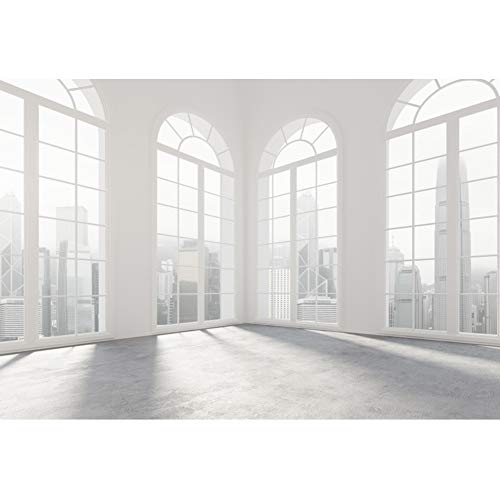 Yeele 10x8ft Empty Business Office Sash Window Backdrop French Window Sunshine Photography Background Empty Casement Work Modern City Building Skyscraper Cityscape Photo Studio Props