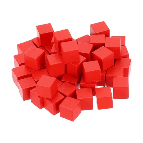 uxcell 100Pcs Wood Blocks for Crafts, 3/8 Inch Unfinished Wooden Cube Pine Wood Square Block for DIY Craft Projects, Red - color: Red, size: 3/8"