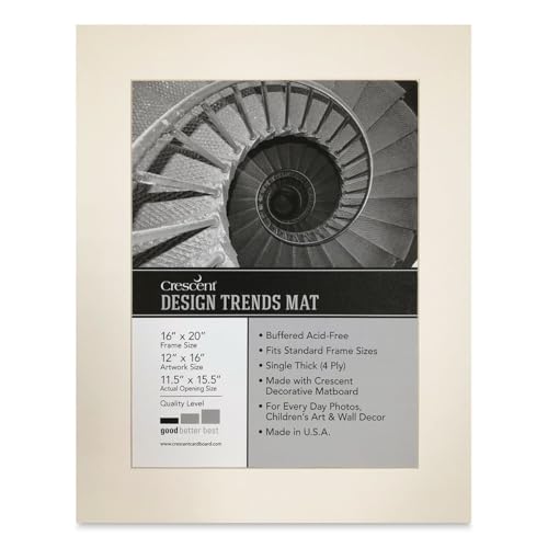 Crescent Pre-Cut Mat - Arctic White, 16" x 20" (11-1/2" x 15-1/2" Opening)