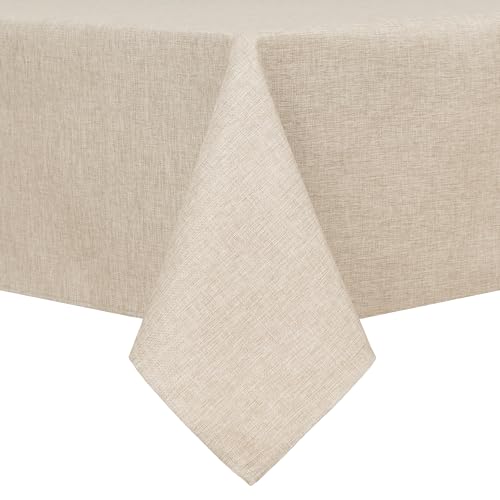 Hiasan Faux Linen Square Tablecloth - Wrinkle and Stain Resistant Washable Table Cloth for Kitchen Dining Room Holiday Table Cover for Party Dinner, Beige, 54 x 54 Inch - color: Beige, size: 54" x 54" (Square)