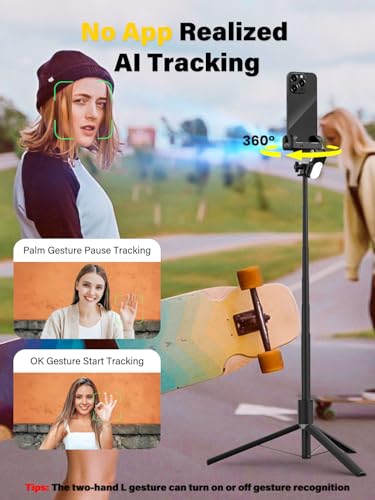 Gimbal Stabilizer for Smartphone,2-axis stabilizer Without APP face Tracking,4 in 1 Portable Phone Tripod,stabilizer for iPhone& Android,108CM Extension Rod,AOCHUAN M2PRO Black - color: Black