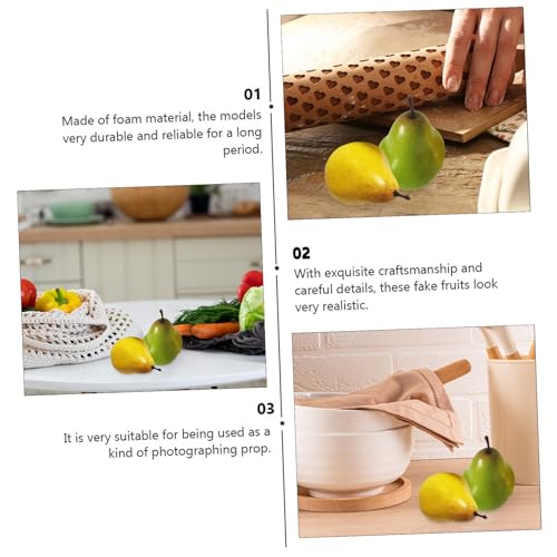 TOYANDONA Artificial Pears Simulation Fruit Model Set, 4pcs Lifelike Decorative Pears for Photography Props, Shop Window Display, Home Kitchen Party Ornament