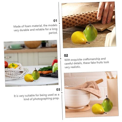 TOYANDONA Artificial Pears Simulation Fruit Model Set, 4pcs Lifelike Decorative Pears for Photography Props, Shop Window Display, Home Kitchen Party Ornament