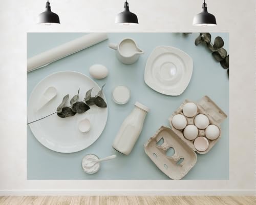 Trykid 9x6ft Minimalist White Pastel Backdrop Clean Neutral Kitchen Baking Theme Photography Background Food Styling Brunch Event Home Decor Party Decoration Photo Booth Prop Fabric - size: 9x6ft