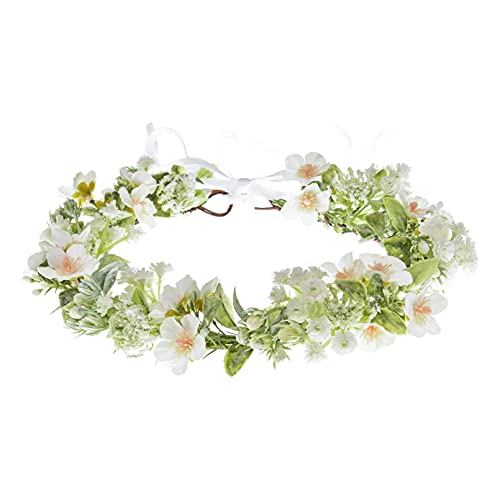Vividsun Bridal Green Leaf flower Crown Eucalyptus Floral Headband Wedding Festivals Photo Props (I/white green) - color: I/white green
