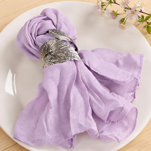 MLMC 24 Pack Lilac Purple Cheesecloth Napkins Boho Rustic Gauze Lavender Cloth Napkins Washable 21"x21" for Wedding Baby Shower Birthday Anniversary Dinner Decor - color: Lilac, size: 21" x 21" (Set of 24)