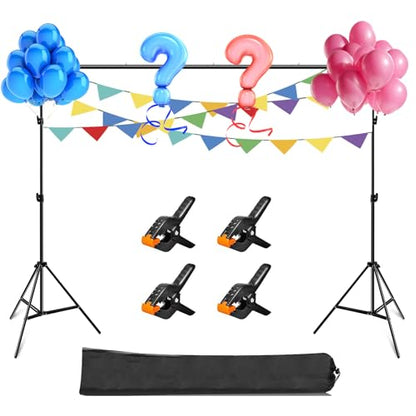 Photo Backdrop Stand, PULUZ Adjustable Photography Backdrop Support Kit 6.56 * 6.56ft Studio Backdrop Stand with 4 Backdrop Clamps and Carry Bag for Parties, Photoshoot & Wedding Photography