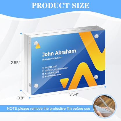 10 Pack Mini Acrylic Picture Frames 2.5 x 3.5 Inch Clear Acrylic Business Card Frame Double Sided Magnetic Photo Block Frames Wallet Size Desktop Display Stand for Office Home - size: 2.5"X3.5"