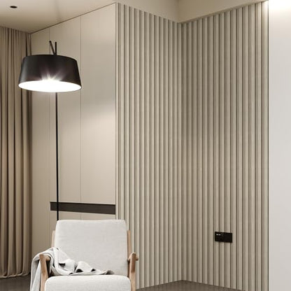 Peel and Stick PVC Slat Wall Panels, Wood Grain Self-Adhesive Soundproof Moisture-Resistant Paneling, 3D Faux Wood Panels for Bedroom Bathroom Walls & Ceilings 118"x15.75"(Off-White,13Sq.ft) - color: Off-White