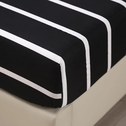 MAG 3pcs Striped Twin Bed Sheet,Black and White Pattern Microfiber Bedding Sheet Set,Hotel Quality Sheets with1 Fitted Sheet and 2 Pillowcases,14 Inches Deep (Black and White, Twin) - color: Striped, size: Twin
