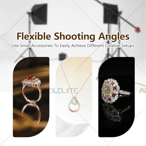 Pro Jewelry Photography Box Kit - Mini Photo Studio with 4 Dimmable Lights, Adjustable Speed Turntable & 360° Rotating Rack for Stunning Jewelry Photos & Accessories TB30
