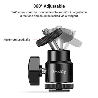 SmallRig 1/4" Camera Hot Shoe Mount, Ballhead Tripod with Additional 1/4" Screw, 2pcs Pack - 2059 (Pack of 2) - size: 2pcs pack (Pack of 2)