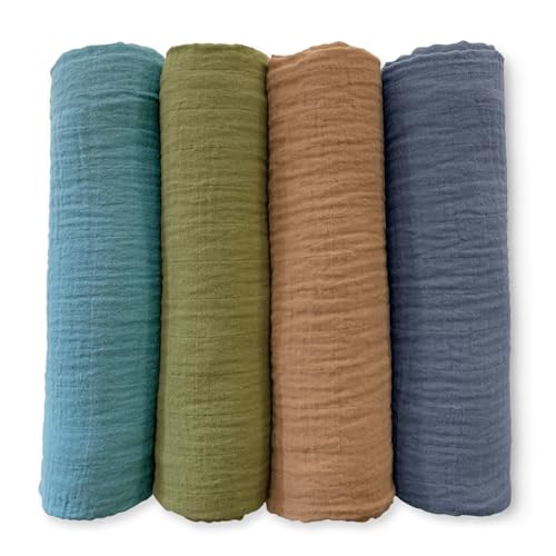 SwaddleDesigns Cotton Muslin Swaddle Blankets for Babies, Set of 4, Neutral Receiving Blankets for Newborn, Baby Registry & Gift, 46x46 inches, Wind & River - color: Wind & River