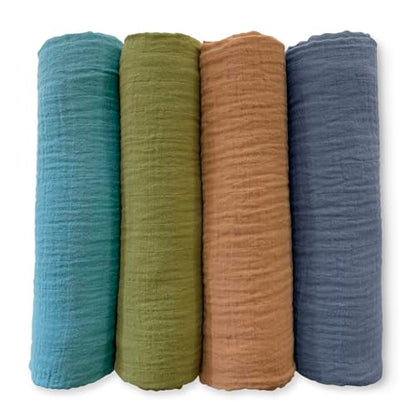 SwaddleDesigns Cotton Muslin Swaddle Blankets for Babies, Set of 4, Neutral Receiving Blankets for Newborn, Baby Registry & Gift, 46x46 inches, Wind & River - color: Wind & River