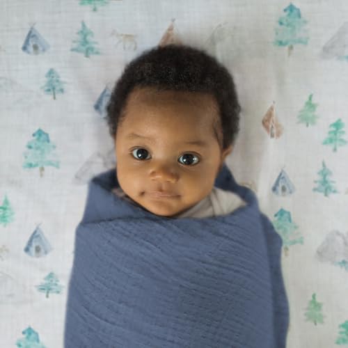 SwaddleDesigns Cotton Muslin Swaddle Blankets for Babies, Set of 4, Neutral Receiving Blankets for Newborn, Baby Registry & Gift, 46x46 inches, Wind & River - color: Wind & River