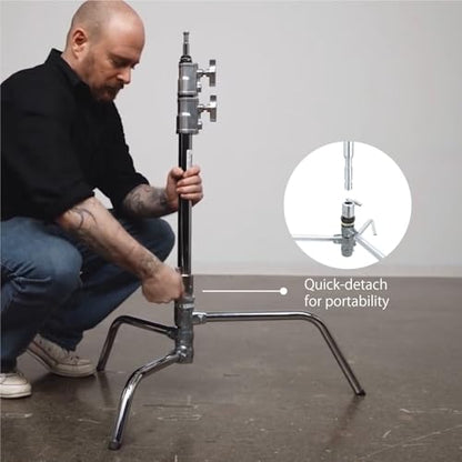 Kupo 40" C-Stand Overhead Shooting Kit 2, Professional Overhead Rig with Turtle Base for Photography and Video Flat Lay Food and Product Shooting with Heavy-Duty Studio Grip Components (KS744212) - color: Silver, size: Overhead Shooting Kit 3