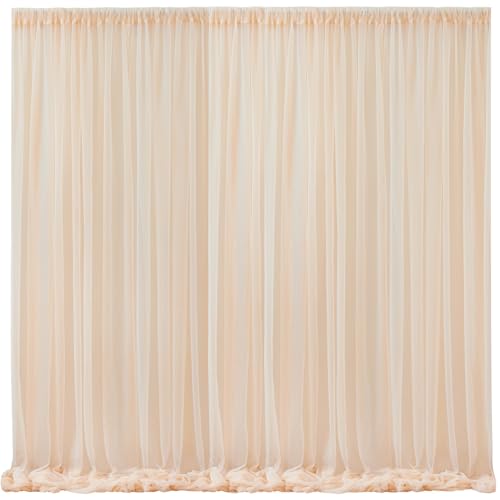 10x10 Champagne Tulle Backdrop Curtains for Parties, Sheer Backdrop Curtain Wedding Photo Background Drapes for Baby Shower Photography Birthday Party - color: Champagne, size: 10x10ft