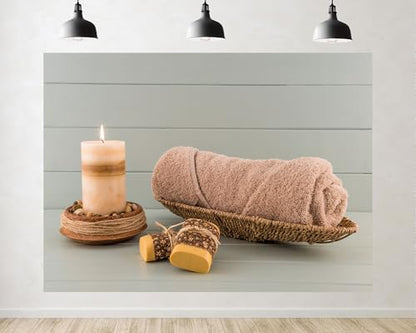Trykid 8x8ft Spa Inspired Neutral Tone Backdrop with Candle Towel Soap Elements Photography Background Relaxing Home Decor Wellness Party Decoration Photo Booth Prop Fabric - size: 8x8ft