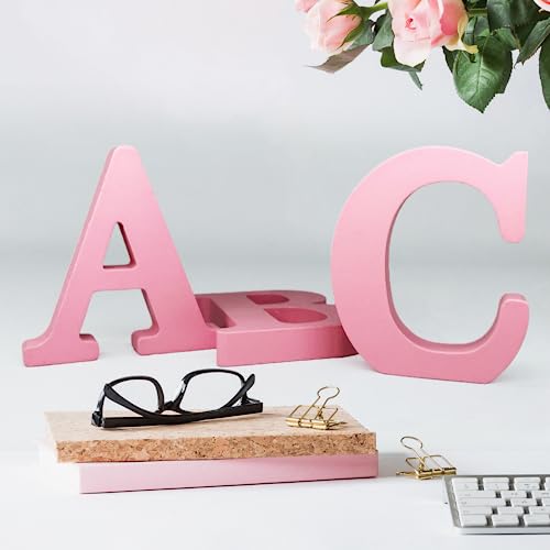 AOCEAN 6 Inch Pink Wood Letters Unfinished Wooden Letters for Wall MAGA Decorative Standing Letters Slices Sign Board for Crafts Christmas Decoration Home Party Projects (N) - style: N