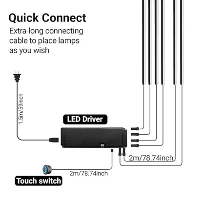 HAMRVL Black LED Recessed Lighting Kit - 6pcs DC12V Warm White Slat Wall Lights with Smart Switch,3000k Self-Adhesive Wall Panel Lights for Wood Slat Wall Panels, Headboards, Stairs, Media Wall Panels - color: black - Warm White 3000k, size: 42in+26in+18i