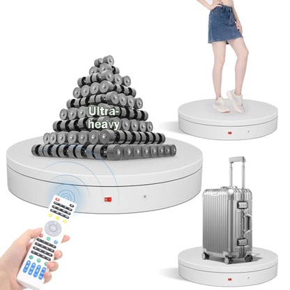 15.8In Remote Motorized electric turntable Rotating platform Photography Turntable Motorized lazy susan Base giratoria para for Photography,3D Scanner,Heavy duty display(Load Range:220~500lbs) - size: 15.8inch/White/500Lbs Load