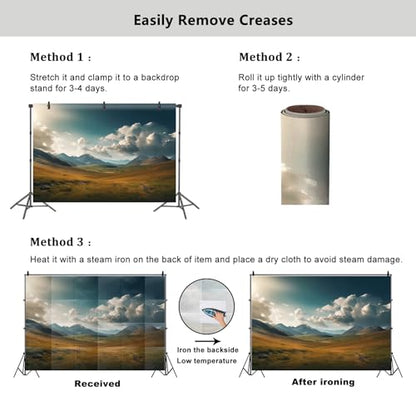 Nature Scenery Backdrop 12x10ft Prairie Mountains Sky Clouds Landscape Photography Background Party Banner Room Decorations Outdoor Travel Portraits Photoshoot Wallpaper Photo Studio Booth Props - size: 12ftx10ft