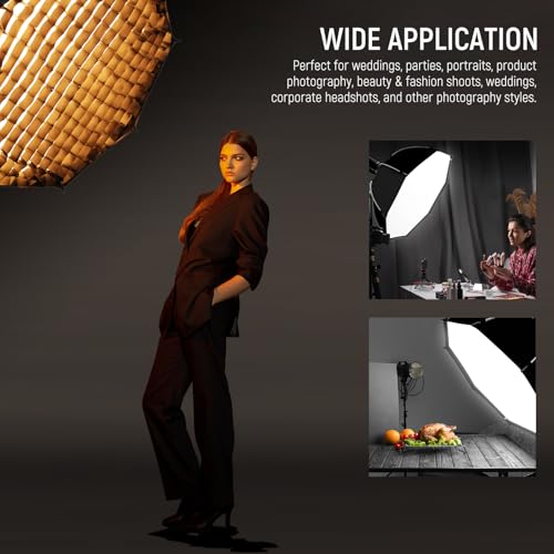 NEEWER 35.4'' Octagonal Softbox, Quick Release Parabolic Soft Box with Bowens Mount, Diffusers, Grid, Bag Compatible with Aputure 120d Compatible with Godox SL60w NEEWER Q4 AS600B CB300B Q300, NS92P - style: 35.4"/90cm Octagonal
