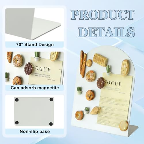 2 Pack Desk Magnetic Bulletin Board Metal Tabletop Memo Souvenir/Photos Display Board Magnet Display Stand for Home School Kitchen Office (2, White, ARC) - color: White, size: ARC