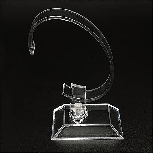 GSHLLO 2 Pcs Clear Acrylic Watch Display Stands C Shape Display Holder Bangle Bracelet Display Racks Wrist Jewelry Show Stand Showcases for Home Shop Use