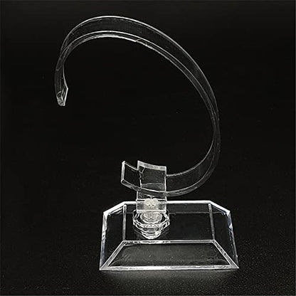 GSHLLO 2 Pcs Clear Acrylic Watch Display Stands C Shape Display Holder Bangle Bracelet Display Racks Wrist Jewelry Show Stand Showcases for Home Shop Use