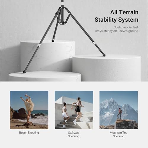 NEEWER Carbon Fiber Tripod Stand w Reversible Legs, 35"-102" Portable Lightweight Photography Light Stand for Strobe Softbox Ring Light Action Cam DSLR Streaming Recording, 6.6lb/3kg Max Load, ST260C - style: 260cm/1-Pack w/Reversible Legs