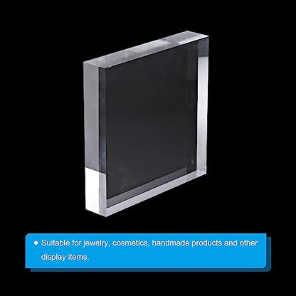 PATIKIL 4"x4"x0.8" Jewelry Display Riser, Polished Acrylic Cube Display Stand Block Collection Showcase Ring Holder Square, Clear - size: 4" x 4" x 0.8"