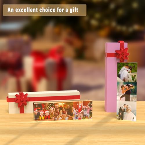 HELPLEX Acrylic Frame, 5 Pack 2x6 Acrylic Picture Frames Photo Booth Frame, 20mm Thicker Frameless Clear Double Sided Magnetic Frame, Free Standing Desktop Display - size: 2x6(5 Pack)