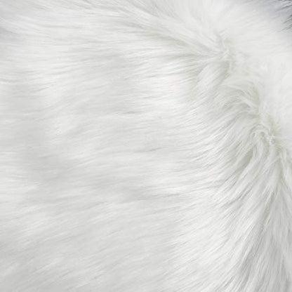 IVON 4pcs 15.5'' White Round Faux Fur Rug, Fluffy Soft Rug Cushion for Chair, Background for Nail Desk Photos - color: 4pcs White