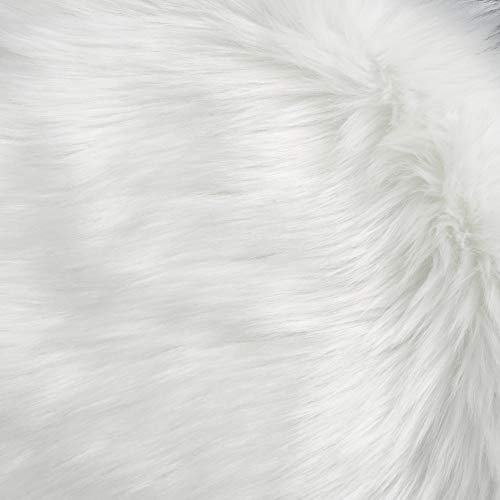 IVON 4pcs 15.5'' White Round Faux Fur Rug, Fluffy Soft Rug Cushion for Chair, Background for Nail Desk Photos - color: 4pcs White