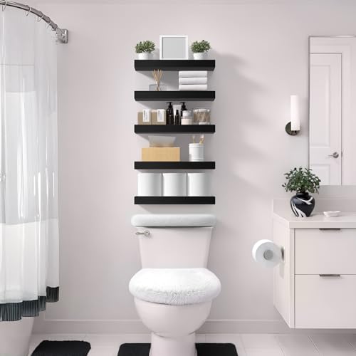 Sorbus Floating Shelves for Wall – 16 Inch Floating Shelf for Kitchen, Bedroom, Living Room, Bathroom, Home & Wall Decor - Mounted Bathroom Shelves with Invisible Brackets (Black, 2 Pack) - color: Black, size: 2 Pack