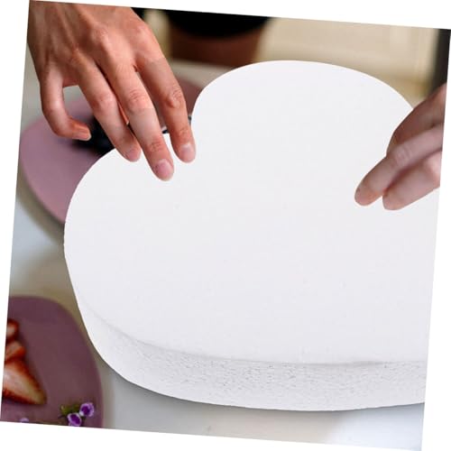 OSALADI Heart Shaped Foam Cake Model 10 Inch Baking Practicing Tool White Foam Bakery Cake Decorating Prop for Wedding Party Photography