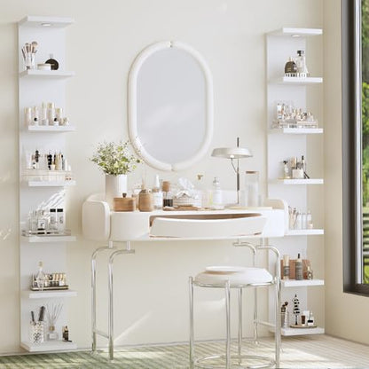 LitaEther Versatile 7 Tier Wall Shelf Unit,White Lack Wall Shelf,Display Floating Shelf with LED Remote Control Light - color: White, size: 7 Tier