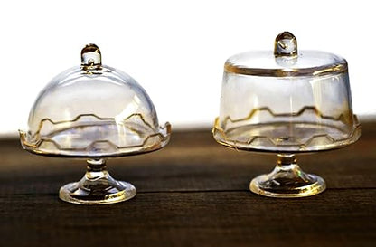 Mini Transparent Cake Stand with Lid 2 Mix Transparent Display Stand with Cover Garden Display Minimal Decoration