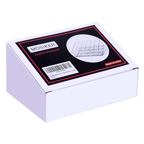 MOSIKER Lipstick Organizer,Small Clear Plastic Compact Lip Gloss Chapstick Perfume Sample Mascara Holder with 24 Slots