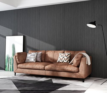 Black Grasscloth Wallpaper Peel and Stick Fabric Linen Textured 24"x394" Classic Faux Grassweave Upgraded Thick Self-Adhesive Neutral Contact Paper Vinyl Film Liner Roll for Home Use - color: gray black, size: 23.6" x 393"