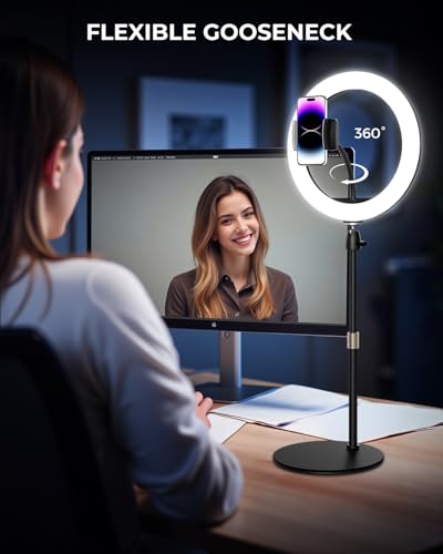 UBeesize 12" Desk Ring Light with Stand & Phone Holder - Adjustable Studio Light for Photography，Zoom Meetings, YouTube, TikTok, Live Streaming - style: Classic Model