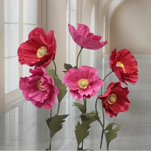 Giant Flowers For Backdrop 5.58ft Huge EVA Artificial Flowers, Wedding Decorations For Reception Artificial Spring Flowers Outdoor Party Decor Shop Window Flower Display Home Decor (6p*Red Pink) - color: 6p*red Pink