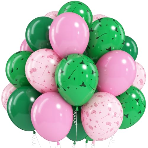 Jobkoo Pink and Green Balloons 12 Inch Dark Green Light Pale Pink Printed Birthday Latex Balloons for Girls Wizard Decor Baby Shower Bachelorette Party Decorations Supplies - color: Pink Green Cow Print