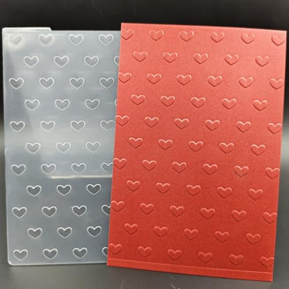 A6 Size Plastic Embossing Folder Valentine's Day Love Heart Card Background Paper Crafts Plastic Textured Impressions for Card Making Scrapbooking