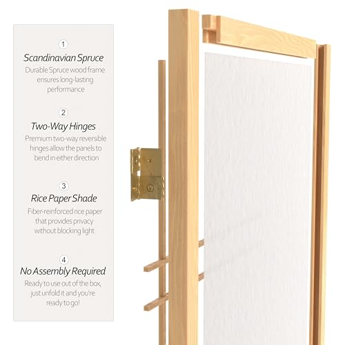 Red Lantern 6 ft. Tall Double Cross Shoji Screen - Natural - 3 Panels - color: Natural, size: 3 Panel