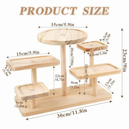 Jewelry Stand, Wooden Tiered Display Rack, Earring Storage Organizer Display Shelves Collectible, Perfume Bracelet Trays for Crafts Sales, Gifts(Brown) (wood) - color: Wood