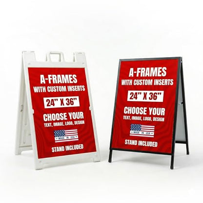 Custom A-Frame Sign Inserts with Optional Stand by BCB Print - Personalized Print Insert with Your Photo, Text or Logo | Weather Resistant Plastic Panel for Sidewalk, Restaurant & Event | 24x36 inch - color: A-Frame Insert